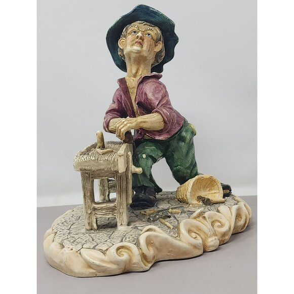 Vintage Artisan Figurine Of Worker With Bench & Tools Signed Antonio Costa - Picture 2 of 16